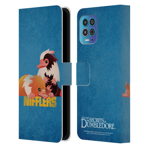 Fantastic Beasts: Secrets of Dumbledore Graphic Badges Nifflers Leather Book Wallet Case Cover For Motorola Moto G100
