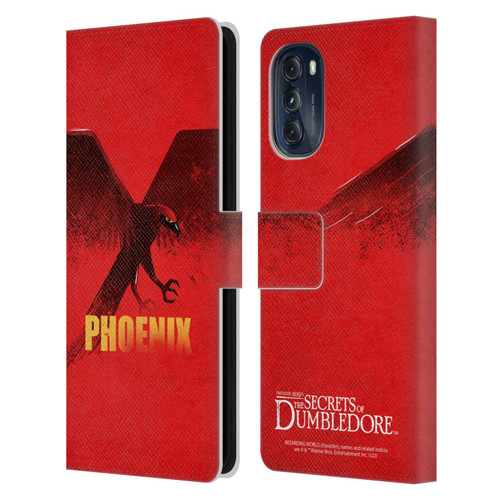 Fantastic Beasts: Secrets of Dumbledore Graphic Badges Phoenix Leather Book Wallet Case Cover For Motorola Moto G (2022)