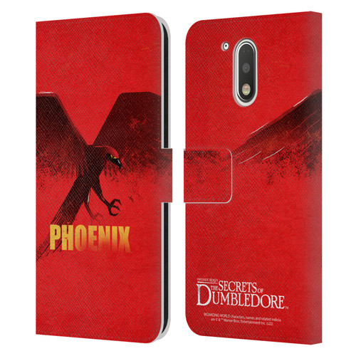 Fantastic Beasts: Secrets of Dumbledore Graphic Badges Phoenix Leather Book Wallet Case Cover For Motorola Moto G41