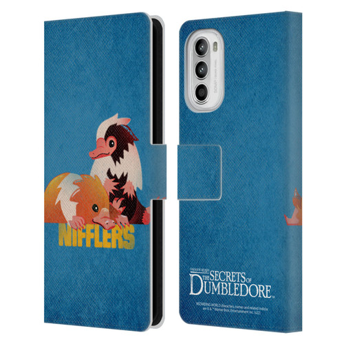 Fantastic Beasts: Secrets of Dumbledore Graphic Badges Nifflers Leather Book Wallet Case Cover For Motorola Moto G52