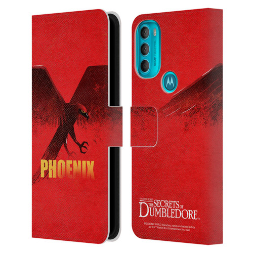 Fantastic Beasts: Secrets of Dumbledore Graphic Badges Phoenix Leather Book Wallet Case Cover For Motorola Moto G71 5G