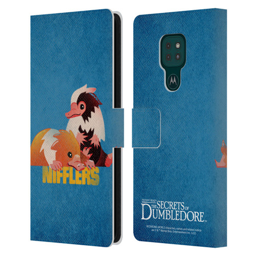Fantastic Beasts: Secrets of Dumbledore Graphic Badges Nifflers Leather Book Wallet Case Cover For Motorola Moto G9 Play