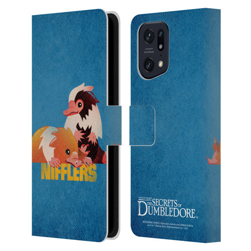 Fantastic Beasts: Secrets of Dumbledore Graphic Badges Nifflers Leather Book Wallet Case Cover For OPPO Find X5