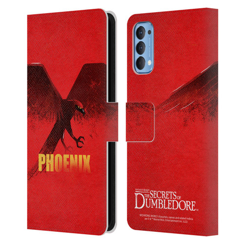 Fantastic Beasts: Secrets of Dumbledore Graphic Badges Phoenix Leather Book Wallet Case Cover For OPPO Reno 4 5G