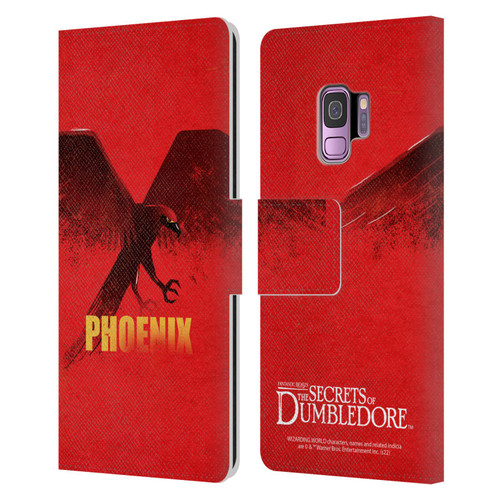 Fantastic Beasts: Secrets of Dumbledore Graphic Badges Phoenix Leather Book Wallet Case Cover For Samsung Galaxy S9