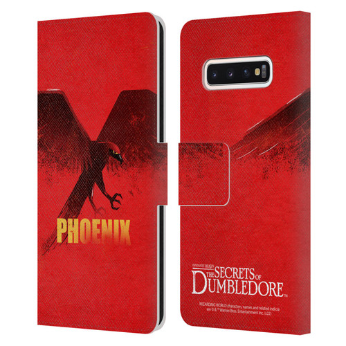 Fantastic Beasts: Secrets of Dumbledore Graphic Badges Phoenix Leather Book Wallet Case Cover For Samsung Galaxy S10