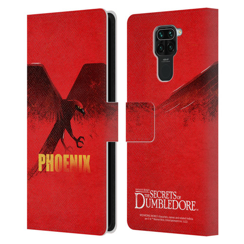Fantastic Beasts: Secrets of Dumbledore Graphic Badges Phoenix Leather Book Wallet Case Cover For Xiaomi Redmi Note 9 / Redmi 10X 4G