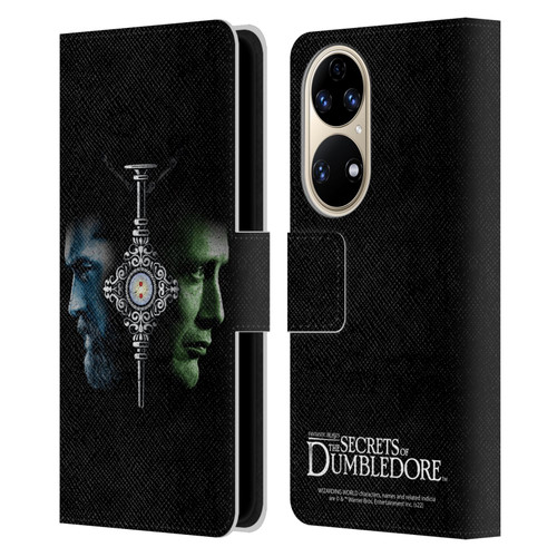 Fantastic Beasts: Secrets of Dumbledore Graphic Core Dumbledore And Grindelwald Leather Book Wallet Case Cover For Huawei P50