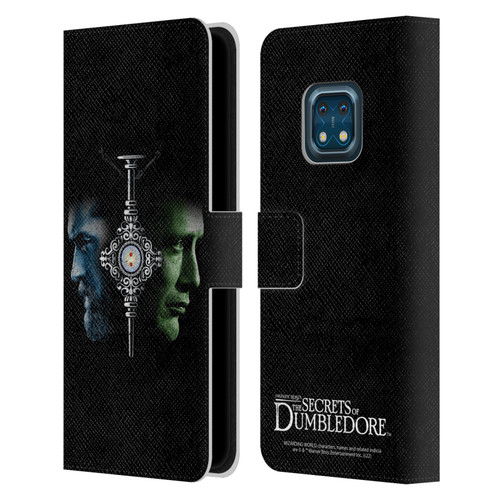 Fantastic Beasts: Secrets of Dumbledore Graphic Core Dumbledore And Grindelwald Leather Book Wallet Case Cover For Nokia XR20
