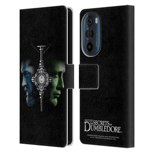 Fantastic Beasts: Secrets of Dumbledore Graphic Core Dumbledore And Grindelwald Leather Book Wallet Case Cover For Motorola Edge 30