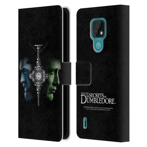 Fantastic Beasts: Secrets of Dumbledore Graphic Core Dumbledore And Grindelwald Leather Book Wallet Case Cover For Motorola Moto E7