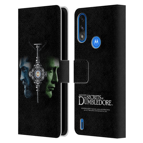 Fantastic Beasts: Secrets of Dumbledore Graphic Core Dumbledore And Grindelwald Leather Book Wallet Case Cover For Motorola Moto E7 Power / Moto E7i Power