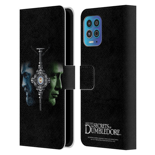 Fantastic Beasts: Secrets of Dumbledore Graphic Core Dumbledore And Grindelwald Leather Book Wallet Case Cover For Motorola Moto G100
