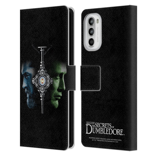 Fantastic Beasts: Secrets of Dumbledore Graphic Core Dumbledore And Grindelwald Leather Book Wallet Case Cover For Motorola Moto G52