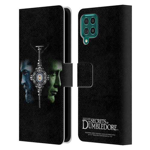 Fantastic Beasts: Secrets of Dumbledore Graphic Core Dumbledore And Grindelwald Leather Book Wallet Case Cover For Samsung Galaxy F62 (2021)