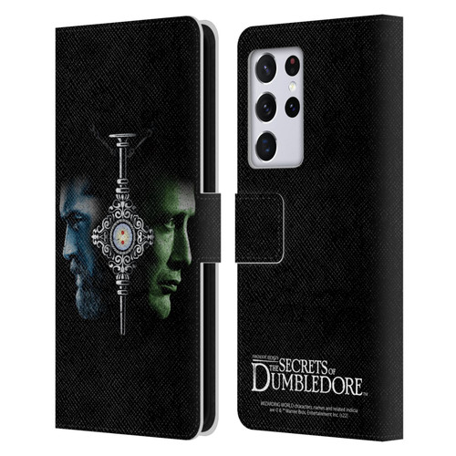 Fantastic Beasts: Secrets of Dumbledore Graphic Core Dumbledore And Grindelwald Leather Book Wallet Case Cover For Samsung Galaxy S21 Ultra 5G