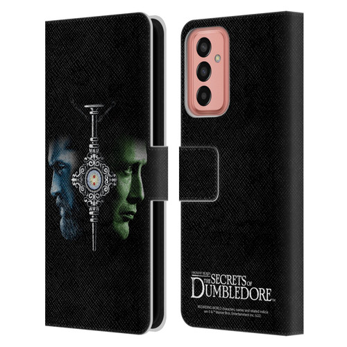 Fantastic Beasts: Secrets of Dumbledore Graphic Core Dumbledore And Grindelwald Leather Book Wallet Case Cover For Samsung Galaxy M13 (2022)