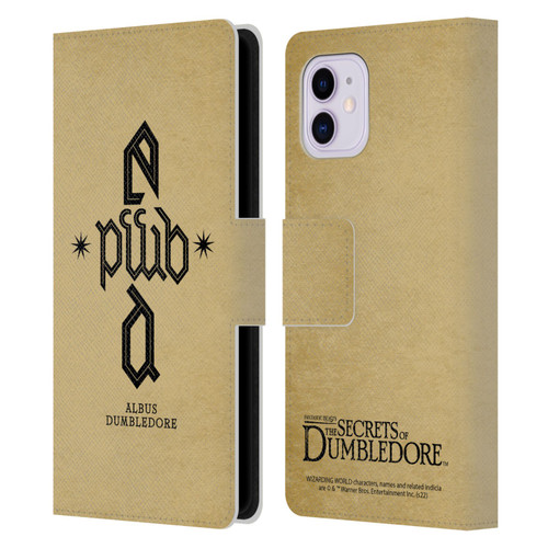 Fantastic Beasts: Secrets of Dumbledore Graphics Dumbledore's Monogram Leather Book Wallet Case Cover For Apple iPhone 11