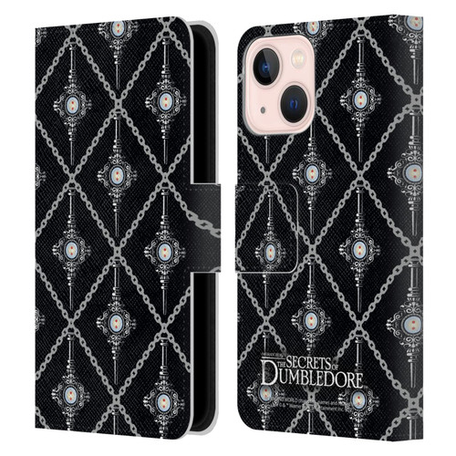 Fantastic Beasts: Secrets of Dumbledore Graphics Blood Troth Pattern Leather Book Wallet Case Cover For Apple iPhone 13 Mini