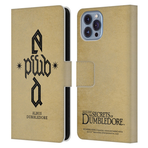 Fantastic Beasts: Secrets of Dumbledore Graphics Dumbledore's Monogram Leather Book Wallet Case Cover For Apple iPhone 14