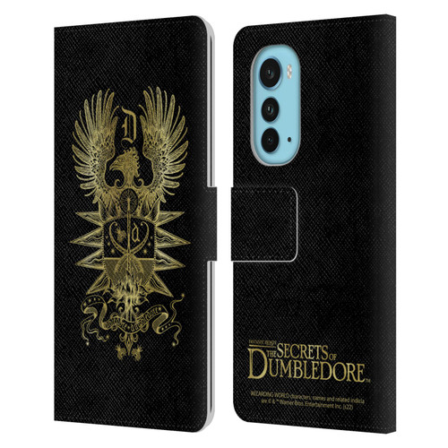 Fantastic Beasts: Secrets of Dumbledore Graphics Dumbledore's Crest Leather Book Wallet Case Cover For Motorola Edge (2022)
