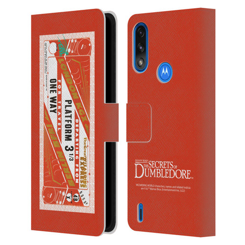Fantastic Beasts: Secrets of Dumbledore Graphics Train Ticket Leather Book Wallet Case Cover For Motorola Moto E7 Power / Moto E7i Power