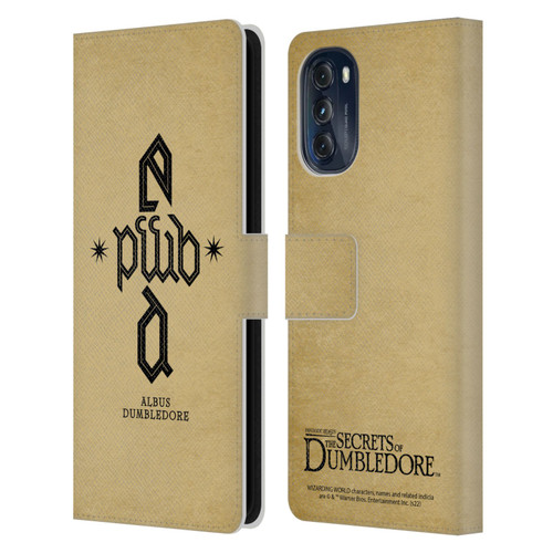 Fantastic Beasts: Secrets of Dumbledore Graphics Dumbledore's Monogram Leather Book Wallet Case Cover For Motorola Moto G (2022)