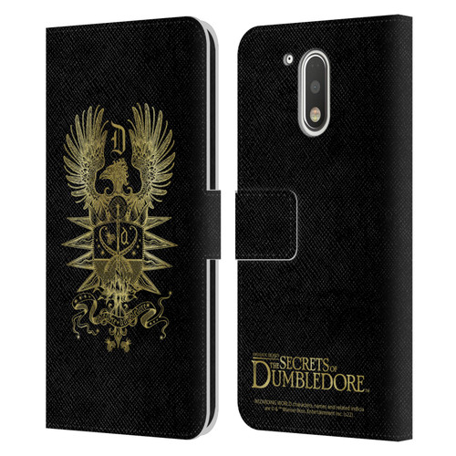 Fantastic Beasts: Secrets of Dumbledore Graphics Dumbledore's Crest Leather Book Wallet Case Cover For Motorola Moto G41