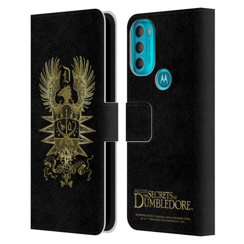 Fantastic Beasts: Secrets of Dumbledore Graphics Dumbledore's Crest Leather Book Wallet Case Cover For Motorola Moto G71 5G