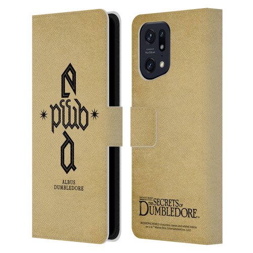 Fantastic Beasts: Secrets of Dumbledore Graphics Dumbledore's Monogram Leather Book Wallet Case Cover For OPPO Find X5