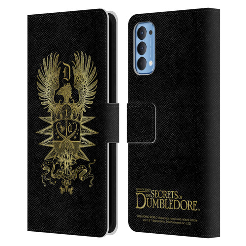 Fantastic Beasts: Secrets of Dumbledore Graphics Dumbledore's Crest Leather Book Wallet Case Cover For OPPO Reno 4 5G