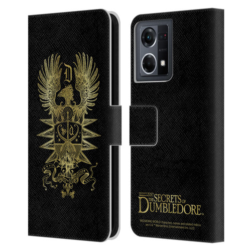 Fantastic Beasts: Secrets of Dumbledore Graphics Dumbledore's Crest Leather Book Wallet Case Cover For OPPO Reno8 4G
