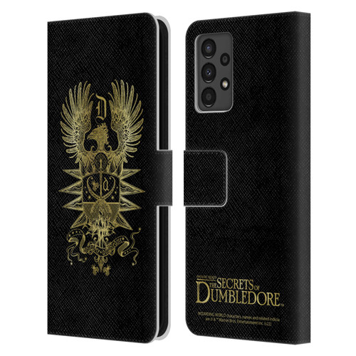 Fantastic Beasts: Secrets of Dumbledore Graphics Dumbledore's Crest Leather Book Wallet Case Cover For Samsung Galaxy A13 (2022)