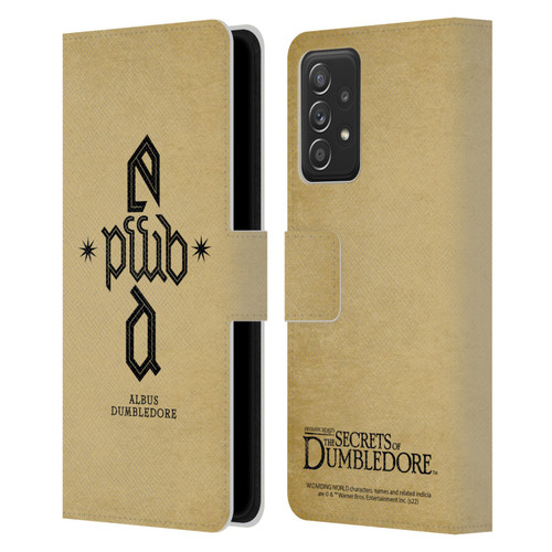 Fantastic Beasts: Secrets of Dumbledore Graphics Dumbledore's Monogram Leather Book Wallet Case Cover For Samsung Galaxy A53 5G (2022)