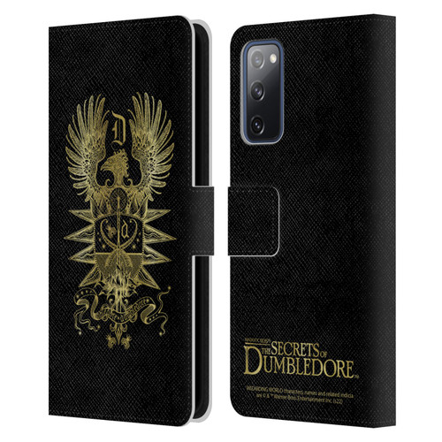 Fantastic Beasts: Secrets of Dumbledore Graphics Dumbledore's Crest Leather Book Wallet Case Cover For Samsung Galaxy S20 FE / 5G