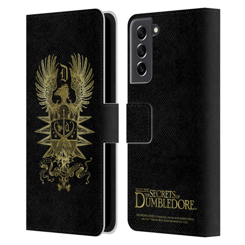 Fantastic Beasts: Secrets of Dumbledore Graphics Dumbledore's Crest Leather Book Wallet Case Cover For Samsung Galaxy S21 FE 5G