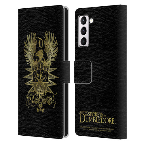 Fantastic Beasts: Secrets of Dumbledore Graphics Dumbledore's Crest Leather Book Wallet Case Cover For Samsung Galaxy S21+ 5G