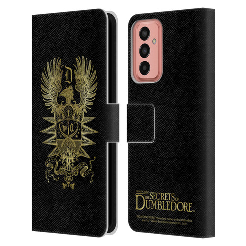 Fantastic Beasts: Secrets of Dumbledore Graphics Dumbledore's Crest Leather Book Wallet Case Cover For Samsung Galaxy M13 (2022)