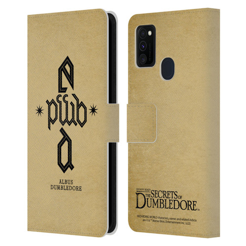 Fantastic Beasts: Secrets of Dumbledore Graphics Dumbledore's Monogram Leather Book Wallet Case Cover For Samsung Galaxy M30s (2019)/M21 (2020)