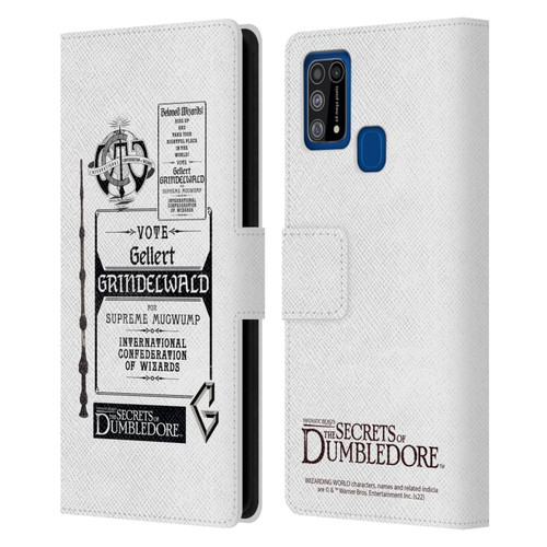 Fantastic Beasts: Secrets of Dumbledore Graphics Gellert Grindelwald Leather Book Wallet Case Cover For Samsung Galaxy M31 (2020)