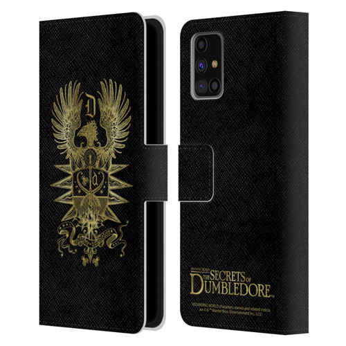 Fantastic Beasts: Secrets of Dumbledore Graphics Dumbledore's Crest Leather Book Wallet Case Cover For Samsung Galaxy M31s (2020)