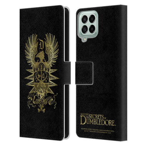 Fantastic Beasts: Secrets of Dumbledore Graphics Dumbledore's Crest Leather Book Wallet Case Cover For Samsung Galaxy M33 (2022)