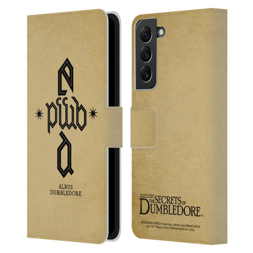 Fantastic Beasts: Secrets of Dumbledore Graphics Dumbledore's Monogram Leather Book Wallet Case Cover For Samsung Galaxy S22+ 5G
