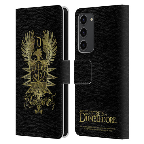 Fantastic Beasts: Secrets of Dumbledore Graphics Dumbledore's Crest Leather Book Wallet Case Cover For Samsung Galaxy S23+ 5G