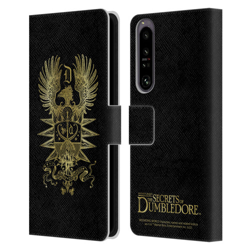 Fantastic Beasts: Secrets of Dumbledore Graphics Dumbledore's Crest Leather Book Wallet Case Cover For Sony Xperia 1 IV