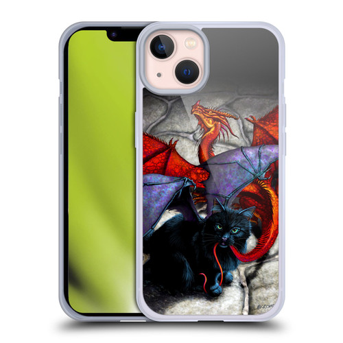 Stanley Morrison Art Bat Winged Black Cat & Dragon Soft Gel Case for Apple iPhone 13