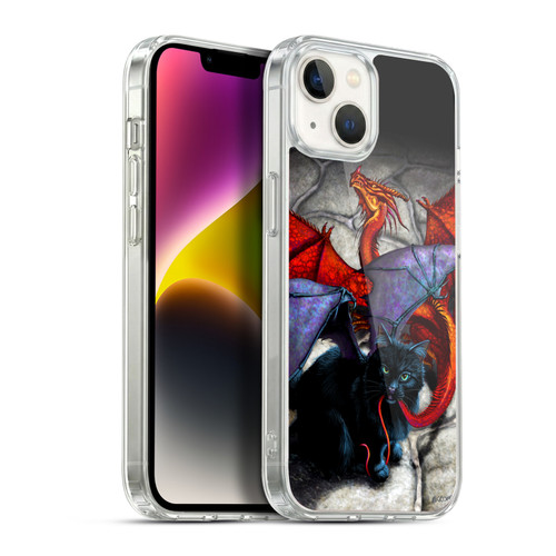 Stanley Morrison Art Bat Winged Black Cat & Dragon Soft Gel Case for Apple iPhone 14 Plus & MagSafe
