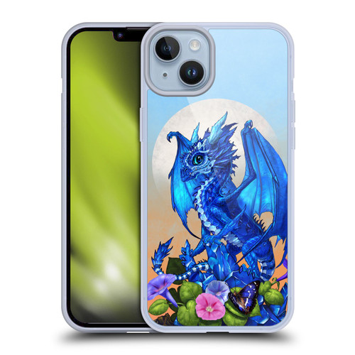 Stanley Morrison Art Blue Sapphire Dragon & Flowers Soft Gel Case for Apple iPhone 14 Plus