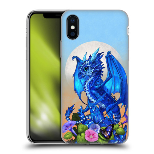 Stanley Morrison Art Blue Sapphire Dragon & Flowers Soft Gel Case for Apple iPhone X / iPhone XS