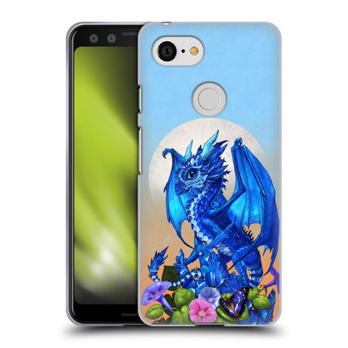 Stanley Morrison Art Blue Sapphire Dragon & Flowers Soft Gel Case for Google Pixel 3